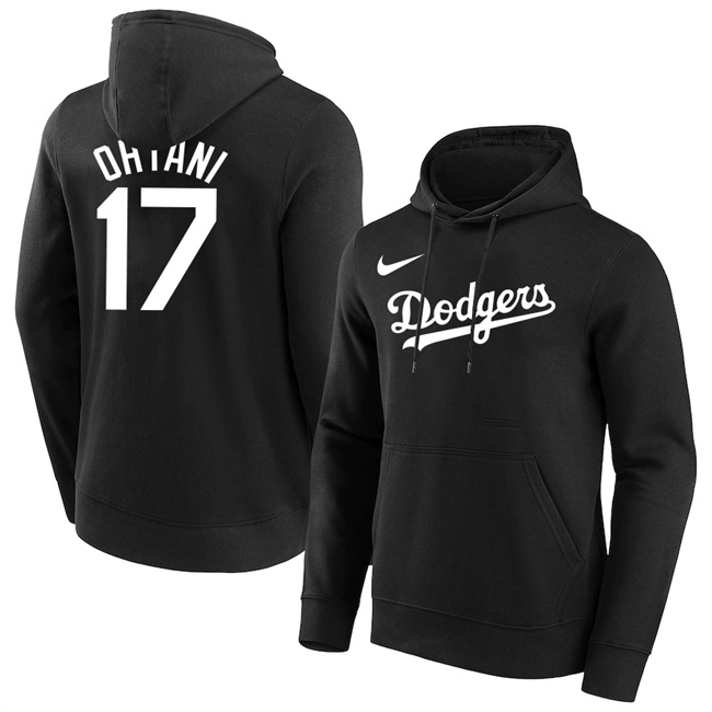 Los Angeles Dodgers #17 Shohei Ohtani Black Name & Number Pullover Hoodie Los Angeles Dodgers #17 Shohei Ohtani Black Name & Number Pullover Hoodie